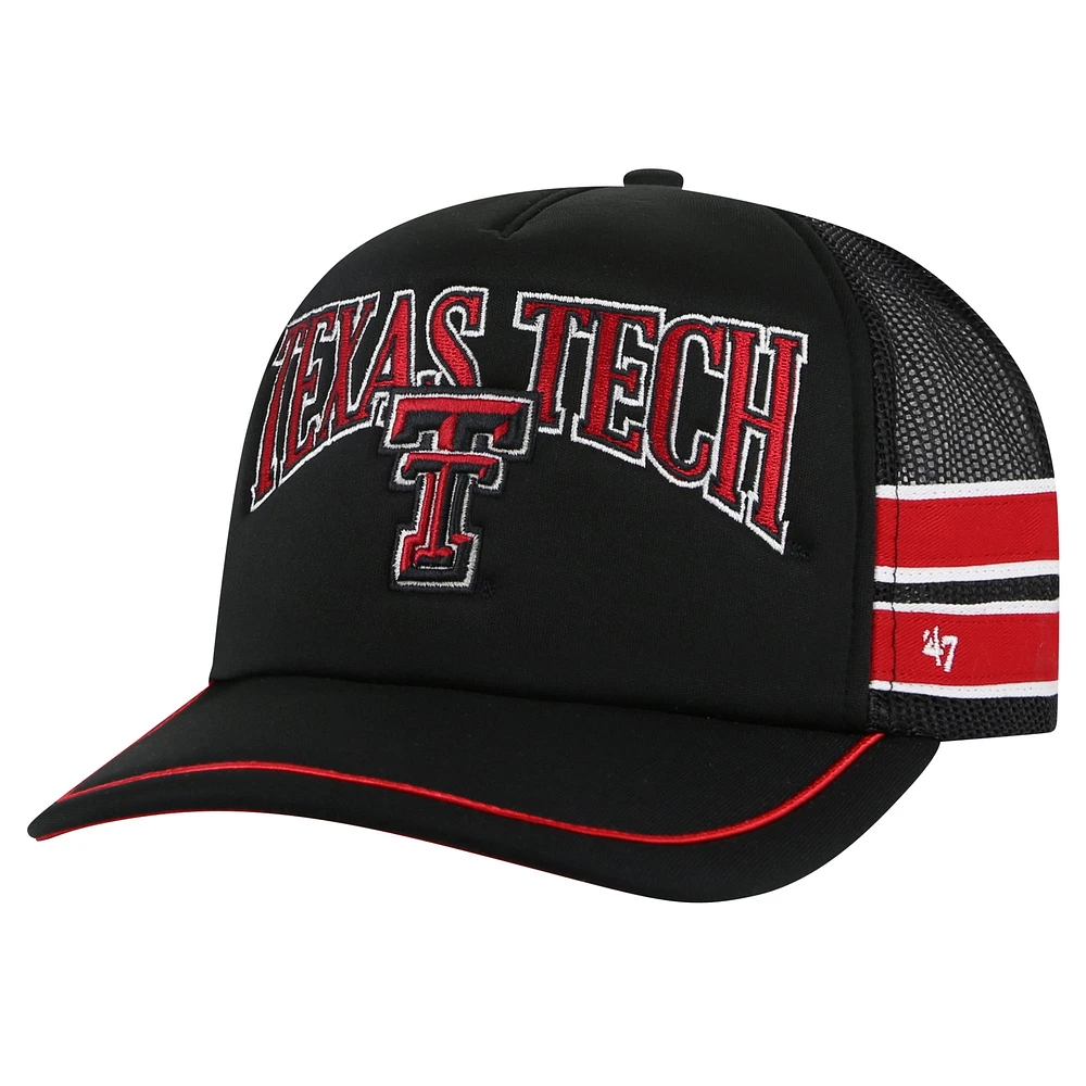 Casquette réglable de camionneur à bande latérale '47 noire Texas Tech Red Raiders pour hommes