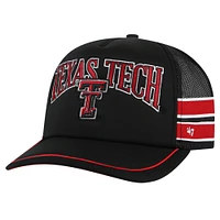 Casquette réglable de camionneur à bande latérale '47 noire Texas Tech Red Raiders pour hommes