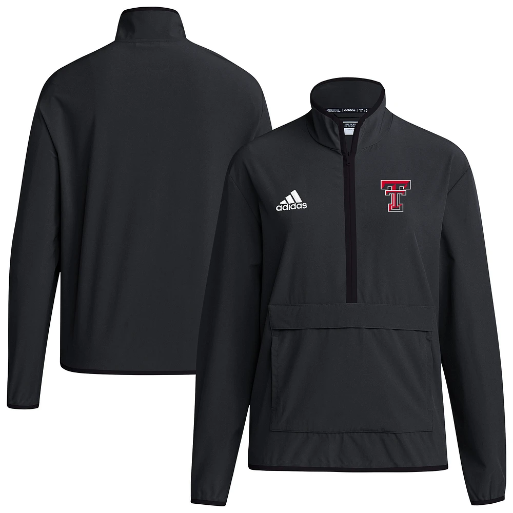 Men's adidas Black Texas Tech Red Raiders 2024 Coaches Sideline Long Sleeve Quarter-Zip Top