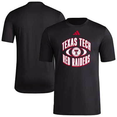 T-shirt d'avant-match de basket-ball adidas noir Texas Tech Red Raiders pour homme