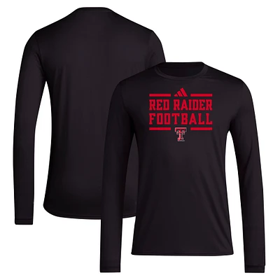 T-shirt à manches longues pour hommes adidas Texas Tech Red Raiders Locker Football Pre-Game AEROREADY