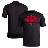 T-shirt d'avant-match de football adidas Texas Tech Red Raiders Locker pour hommes, noir, AEROREADY