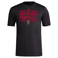 T-shirt d'avant-match de football adidas Texas Tech Red Raiders Locker pour hommes, noir, AEROREADY