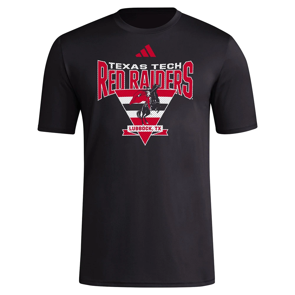 Men's adidas Black Texas Tech Red Raiders Locker Trilateral Pre-Game AEROREADY T-Shirt