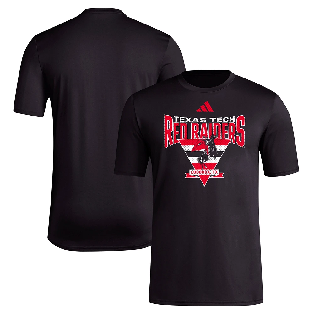 Men's adidas Black Texas Tech Red Raiders Locker Trilateral Pre-Game AEROREADY T-Shirt