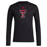 Men's adidas Black Texas Tech Red Raiders Primary Locker Logo AEROREADY Long Sleeve T-Shirt