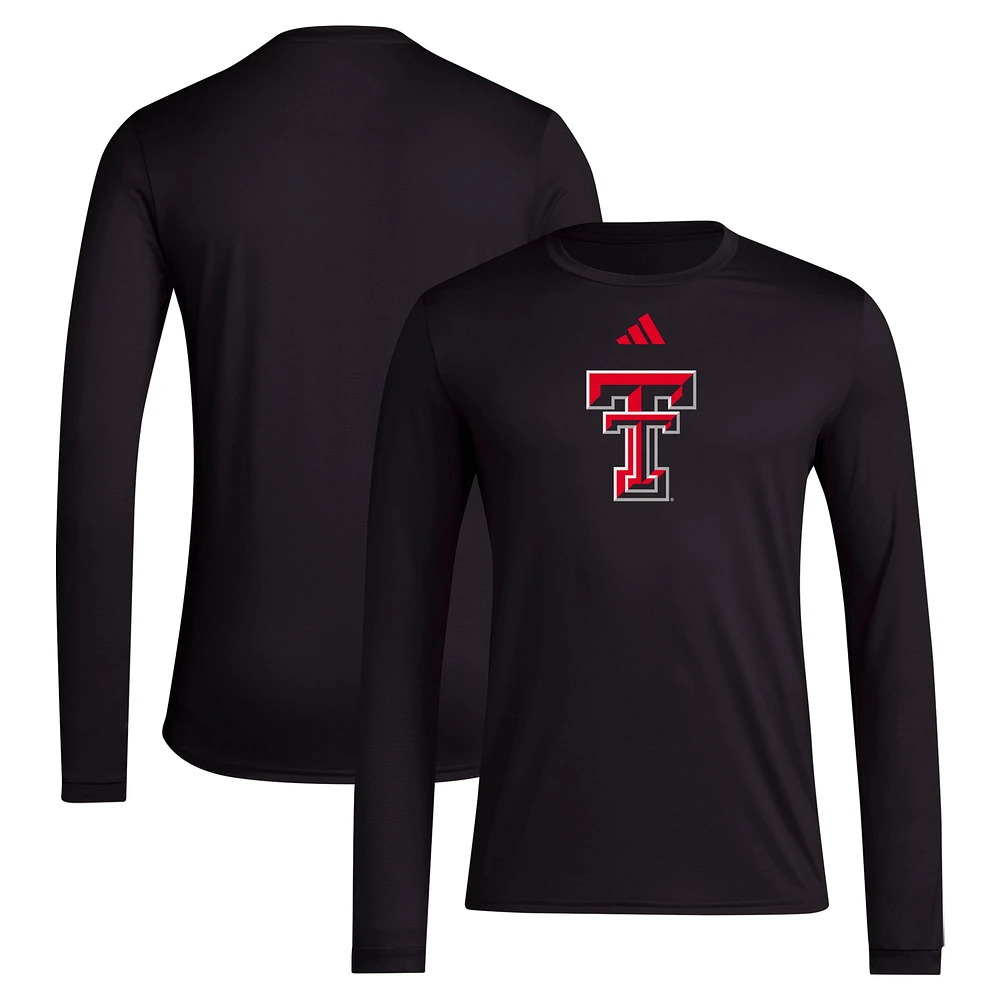 Men's adidas Black Texas Tech Red Raiders Primary Locker Logo AEROREADY Long Sleeve T-Shirt