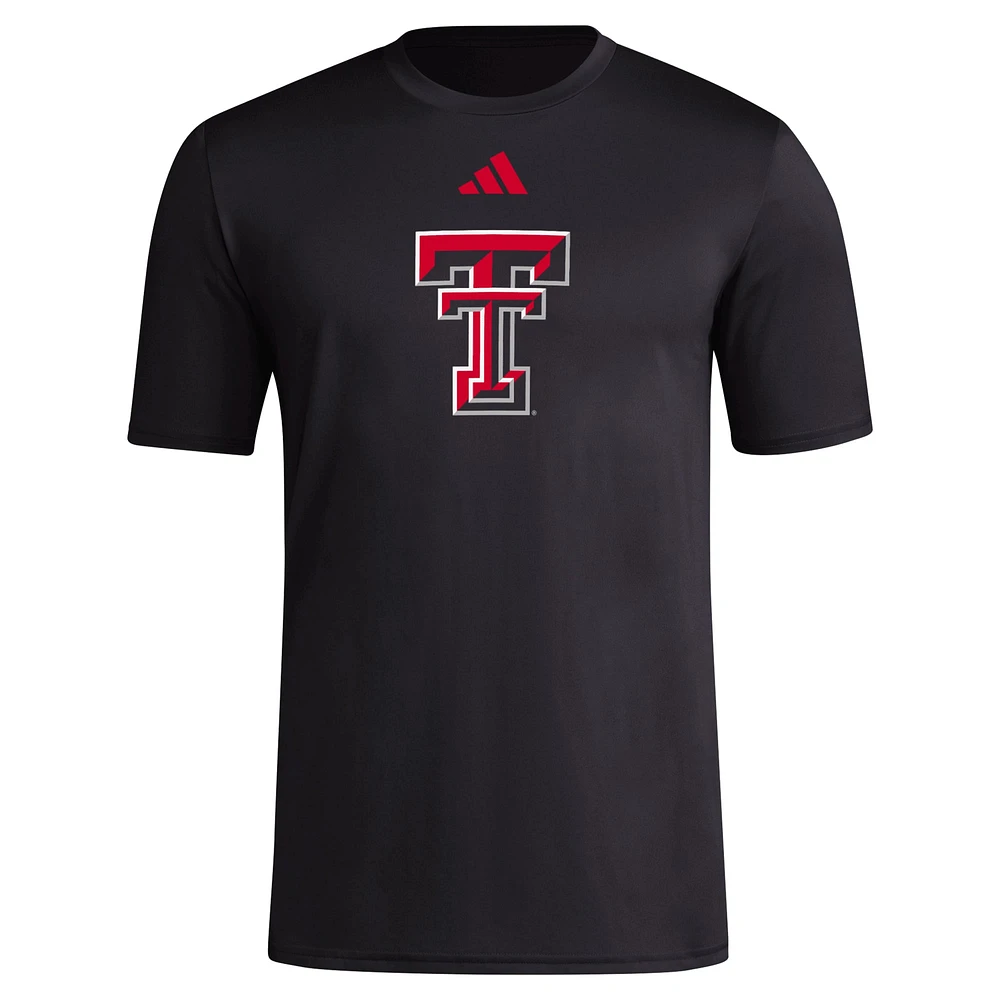 Men's adidas Black Texas Tech Red Raiders Primary Locker Pre-Game AEROREADY T-Shirt