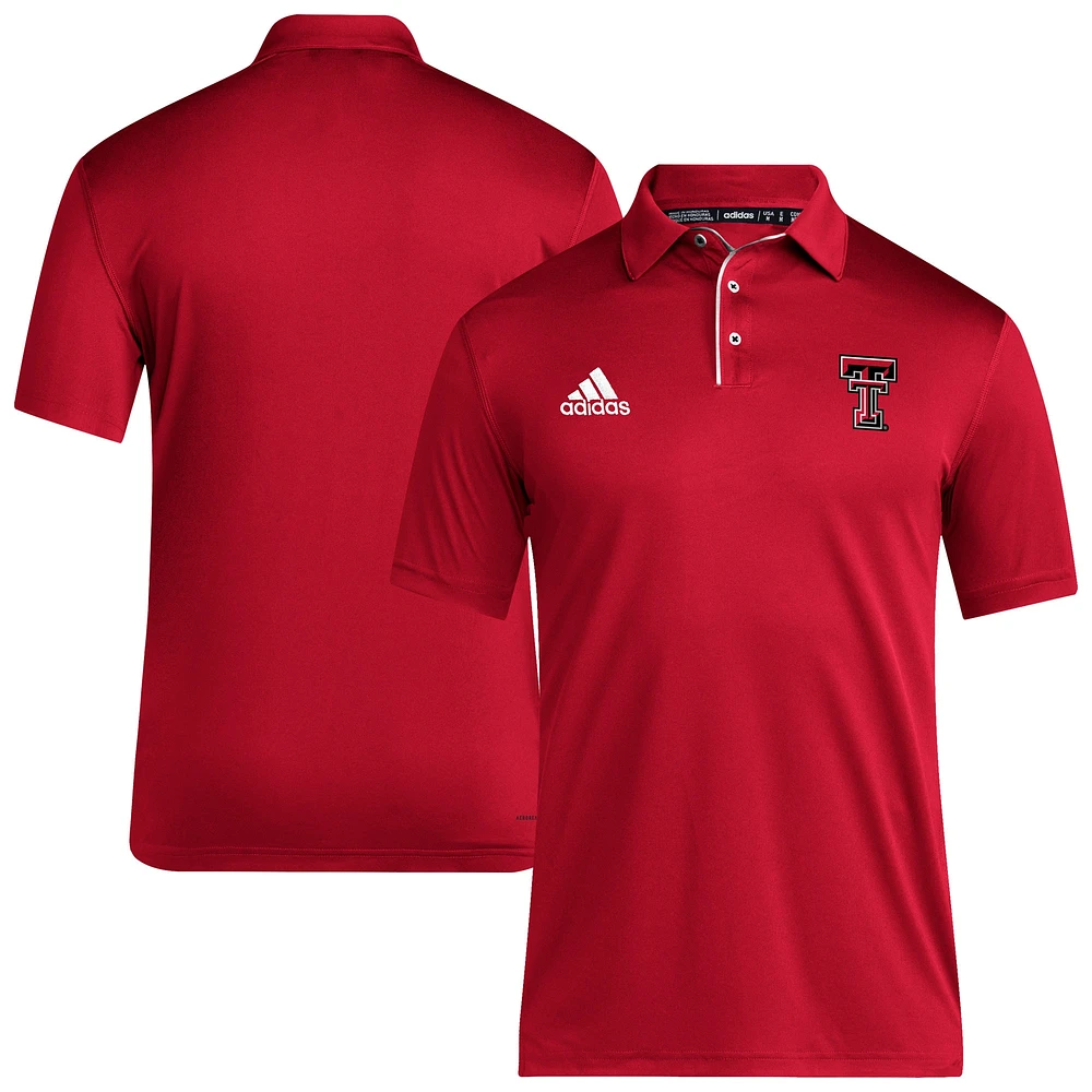 Polo adidas rouge Texas Tech Red Raiders 2024 Coaches AEROREADY pour homme