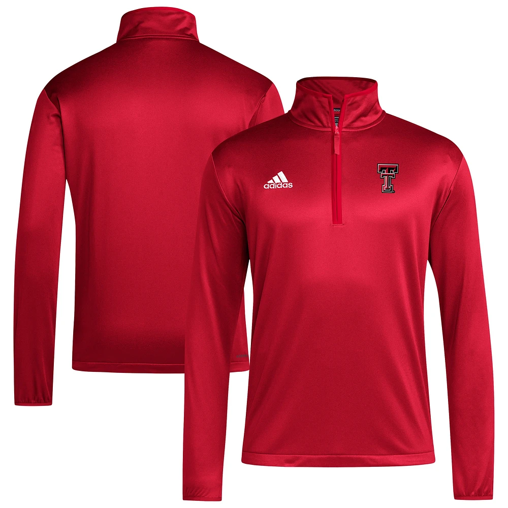 Veste à quart de zip adidas Texas Tech Red Raiders 2024 Coaches Sidelines AEROREADY pour homme rouge