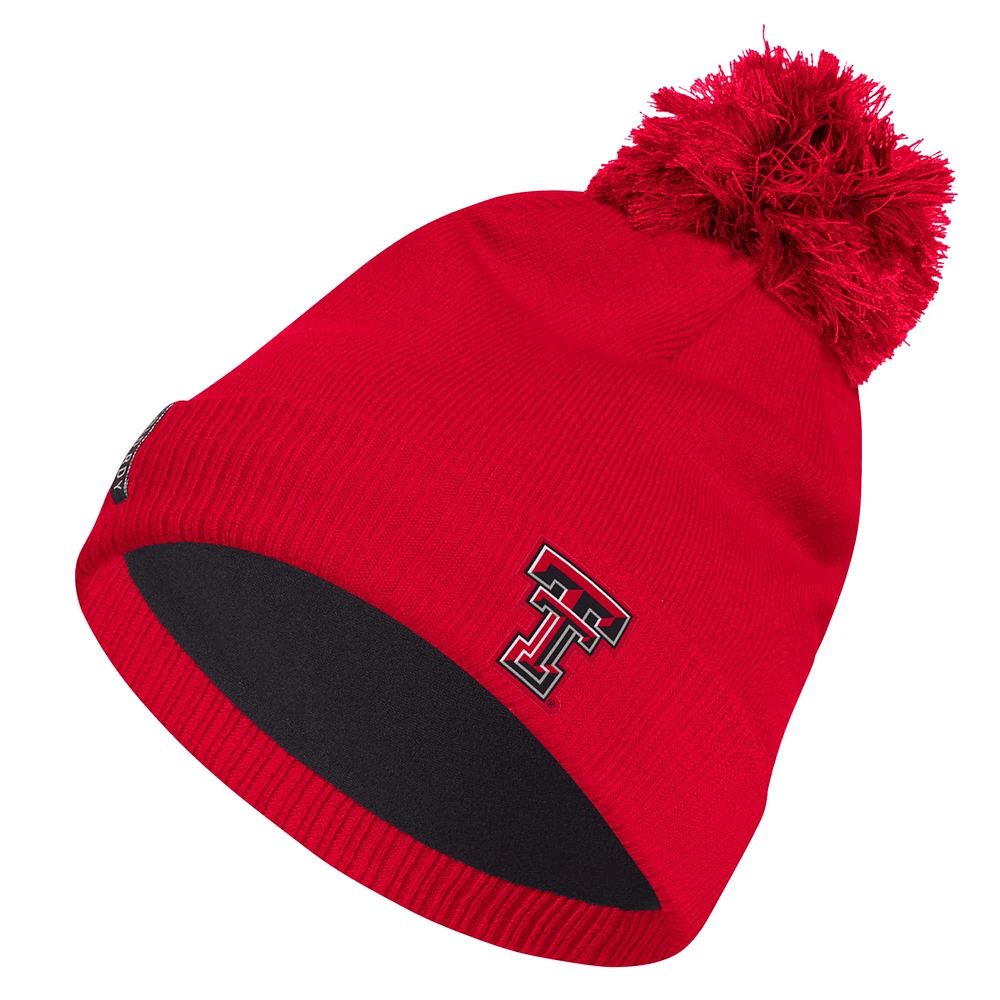 Men's adidas Red Texas Tech Red Raiders 2024 Sideline COLD.RDY Cuffed Knit Hat with Pom
