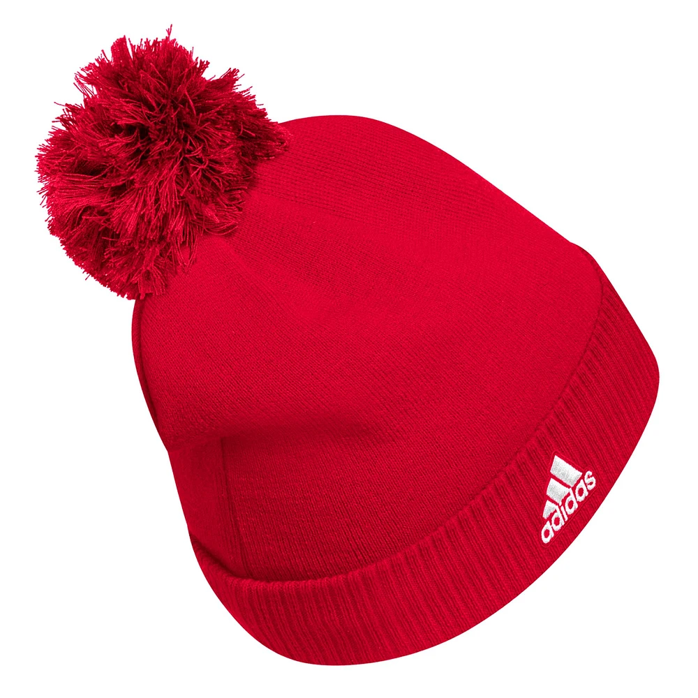 Men's adidas Red Texas Tech Red Raiders 2024 Sideline COLD.RDY Cuffed Knit Hat with Pom