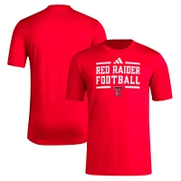 T-shirt d'avant-match de football adidas Texas Tech Red Raiders Locker pour hommes, rouge, AEROREADY