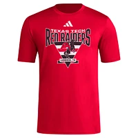 T-shirt d'avant-match trilatéral adidas Texas Tech Red Raiders Locker pour hommes, rouge, AEROREADY