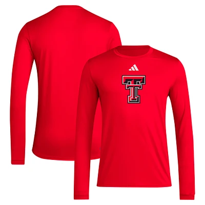 Men's adidas Red Texas Tech Raiders Primary Locker Logo AEROREADY Long Sleeve T-Shirt