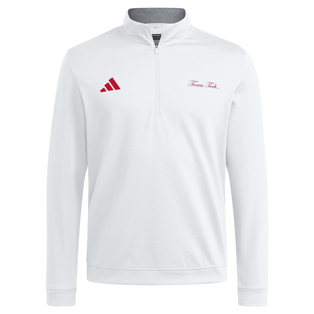 Men's adidas White Texas Tech Red Raiders Elevated Quarter-Zip Jacket