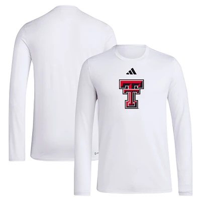 T-shirt à manches longues adidas Texas Tech Red Raiders Primary Locker Logo AEROREADY pour homme