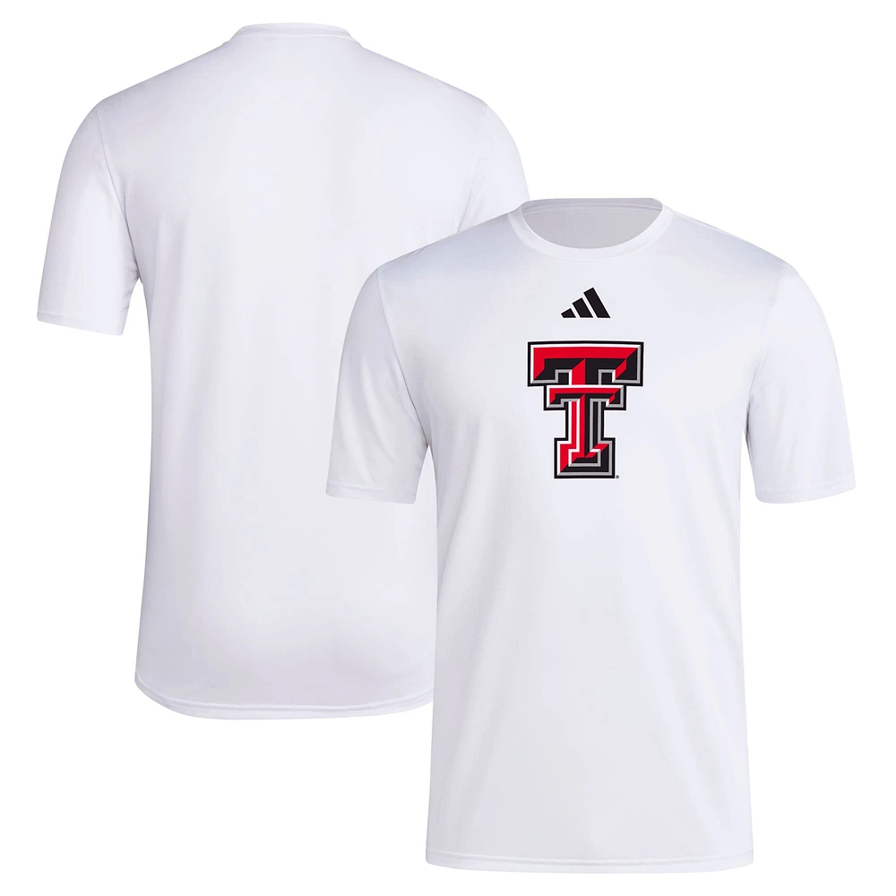 Men's adidas White Texas Tech Red Raiders Primary Locker Pre-Game AEROREADY T-Shirt