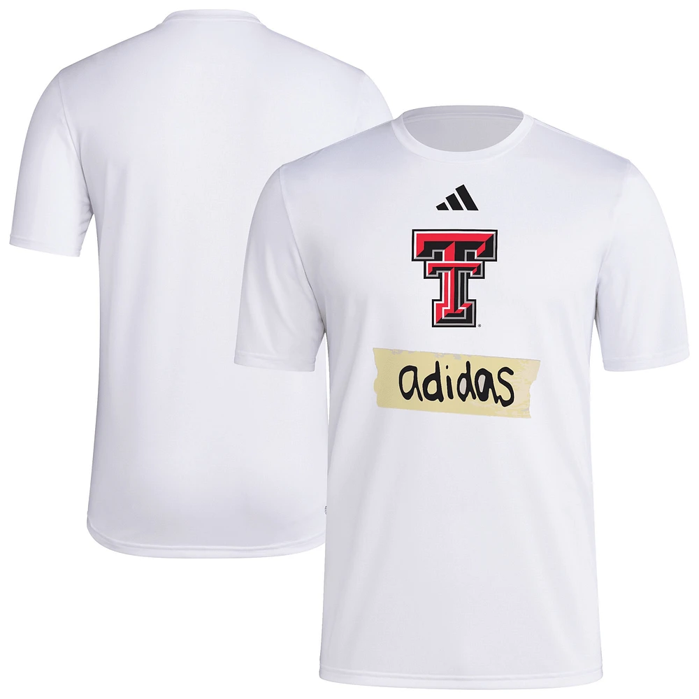 Men's adidas White Texas Tech Red Raiders Tape AEROREADY T-Shirt