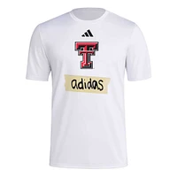 Men's adidas White Texas Tech Red Raiders Tape AEROREADY T-Shirt