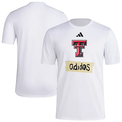 Men's adidas White Texas Tech Red Raiders Tape AEROREADY T-Shirt