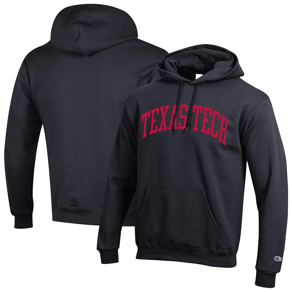 Men's Champion  Black Texas Tech Red Raiders Basic Arch Fleece Pullover Hoodie
