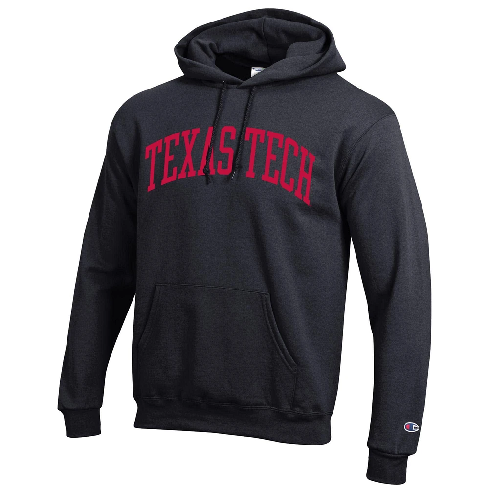 Men's Champion  Black Texas Tech Red Raiders Basic Arch Fleece Pullover Hoodie