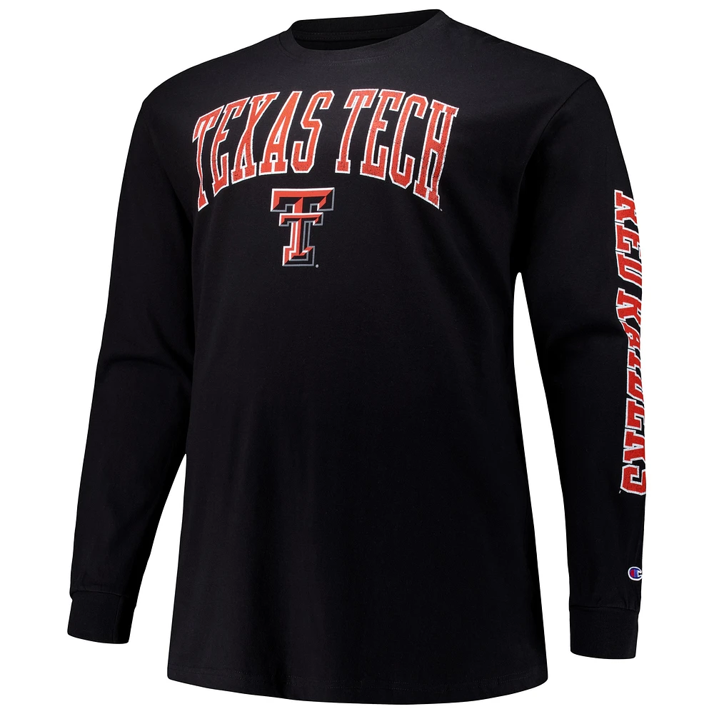 Men's Champion Black Texas Tech Red Raiders Big & Tall 2-Hit Long Sleeve T-Shirt