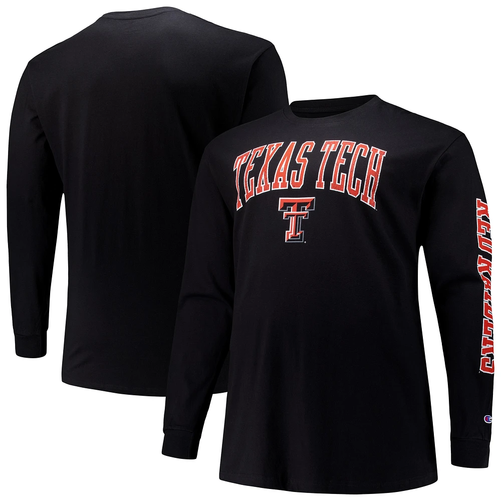 Men's Champion Black Texas Tech Red Raiders Big & Tall 2-Hit Long Sleeve T-Shirt