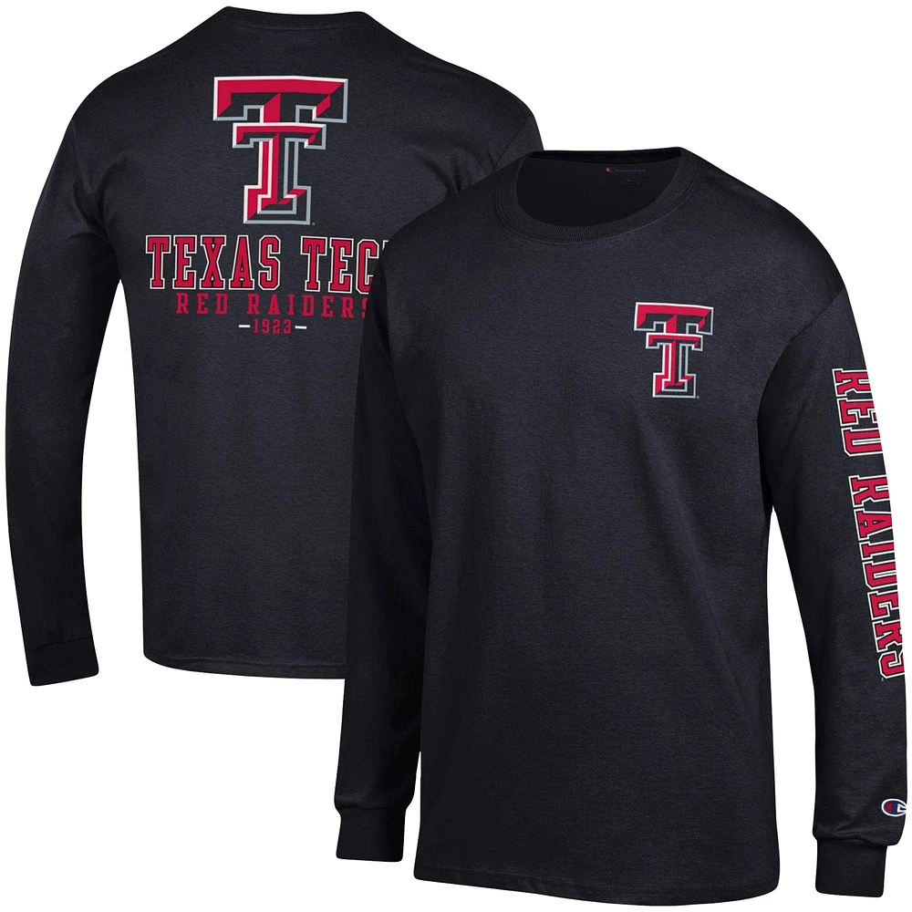 T-shirt à manches longues Champion Texas Tech Red Raiders Team Stack pour homme