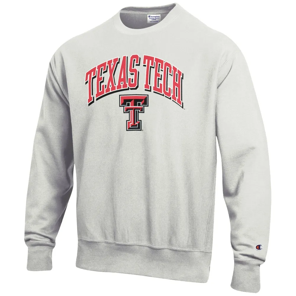 Sweat-shirt Champion gris Texas Tech Red Raiders Arch Over Logo Reverse Weave pour homme