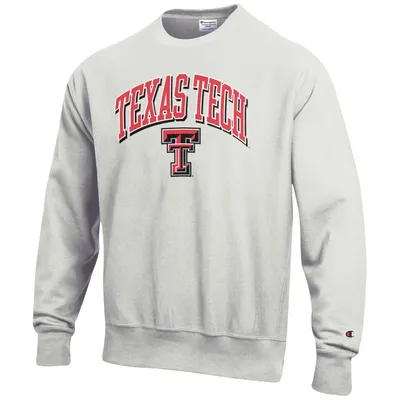 Men's Champion Gray Texas Tech Red Raiders Arch Over Logo Reverse Weave Pullover Sweatshirt