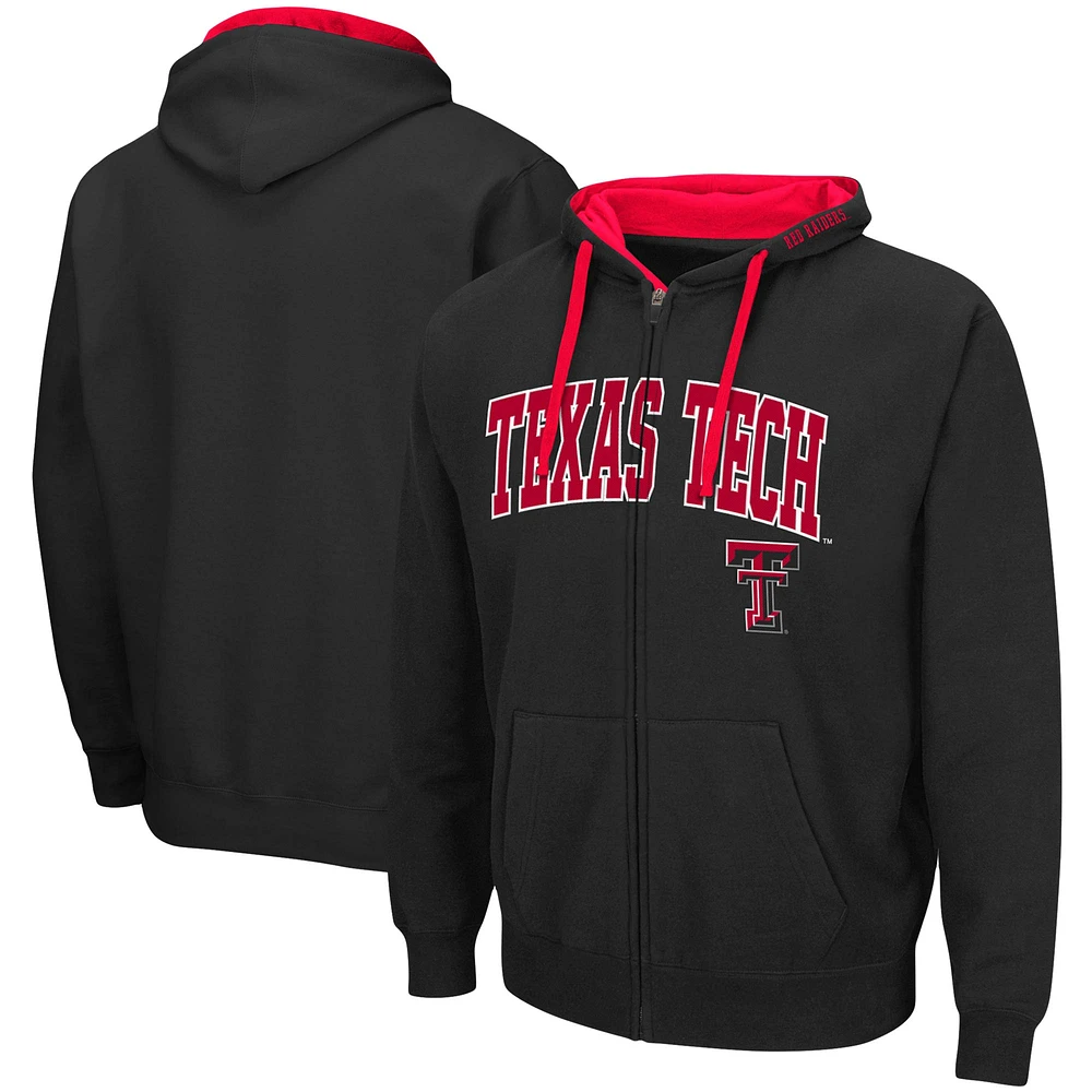 Sweat à capuche zippé pour homme Colosseum Black Texas Tech Red Raiders Big & Tall