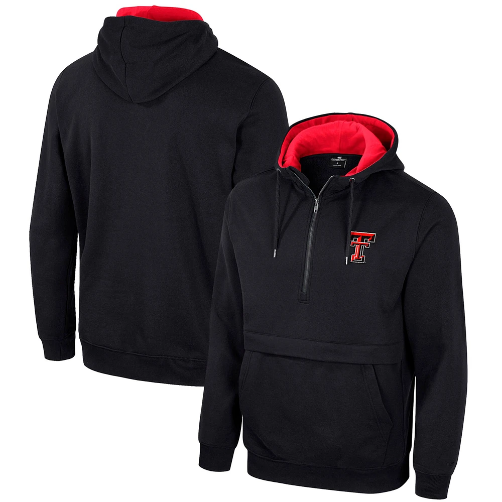 Men's Colosseum Black Texas Tech Red Raiders Half-Zip Hoodie