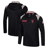 Veste à capuche glissière quart de tour pour homme Colosseum Black Texas Tech Red Raiders OHT Military Appreciation