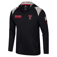 Men's Colosseum Black Texas Tech Red Raiders OHT Military Appreciation Quarter-Zip Hoodie Jacket