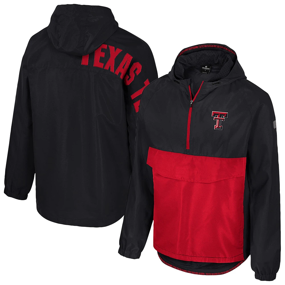 Veste anorak à demi-zip Colosseum Black Texas Tech Red Raiders Reloaded pour homme