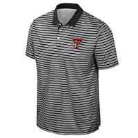 Men's Colosseum Black Texas Tech Red Raiders Striped Polo