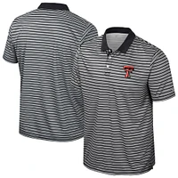 Men's Colosseum Black Texas Tech Red Raiders Striped Polo