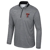 Men's Colosseum Black Texas Tech Red Raiders Striped Quarter-Zip Top