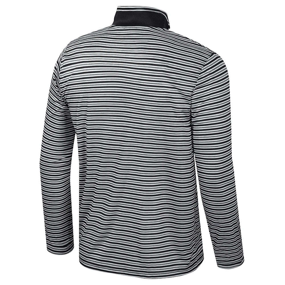 Men's Colosseum Black Texas Tech Red Raiders Striped Quarter-Zip Top