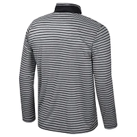 Men's Colosseum Black Texas Tech Red Raiders Striped Quarter-Zip Top