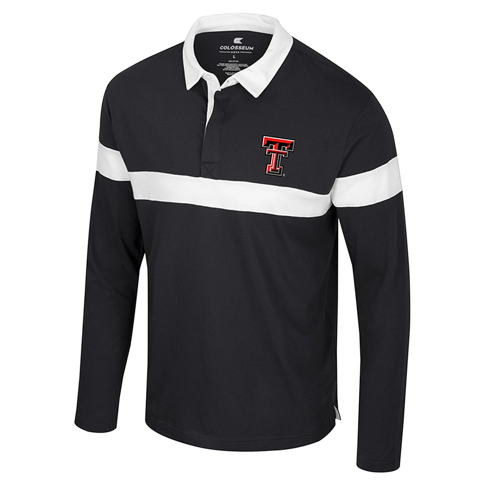 Men's Colosseum  Black Texas Tech Red Raiders Too Cool For School Long Sleeve Polo