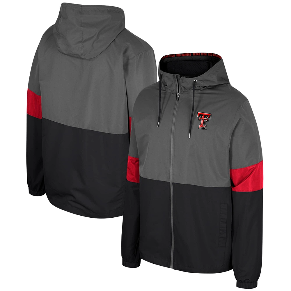 Veste entièrement zippée Colosseum Charcoal Texas Tech Red Raiders Miles pour hommes