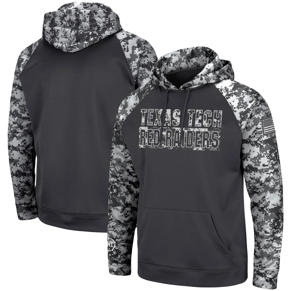 Men's Colosseum Olive/Camo Texas Tech Red Raiders OHT Military Appreciation Raglan Pullover Hoodie