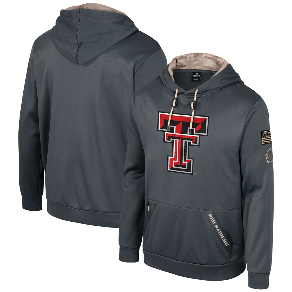 Men's Colosseum Charcoal Texas Tech Red Raiders OHT Military Appreciation Pullover Hoodie