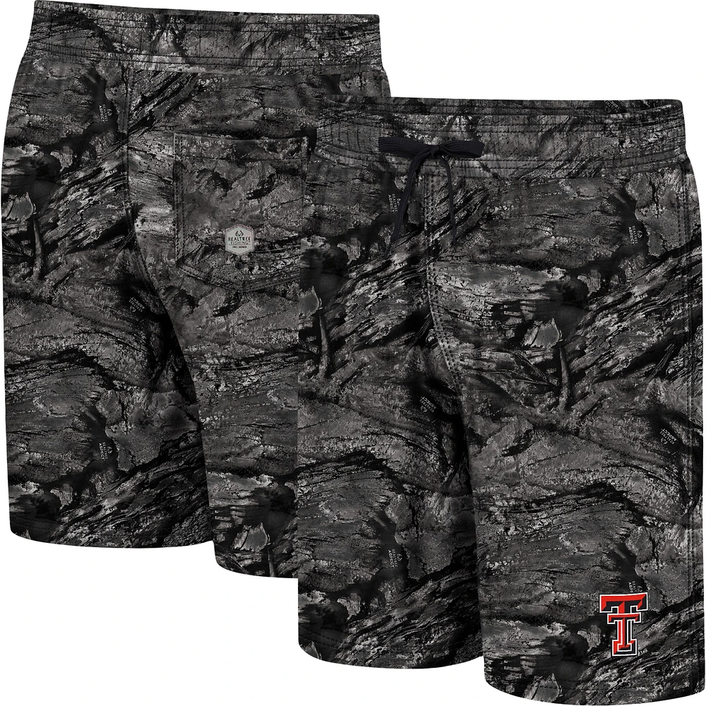 Short de bain pour homme Colosseum Charcoal Texas Tech Red Raiders Realtree Aspect Ohana