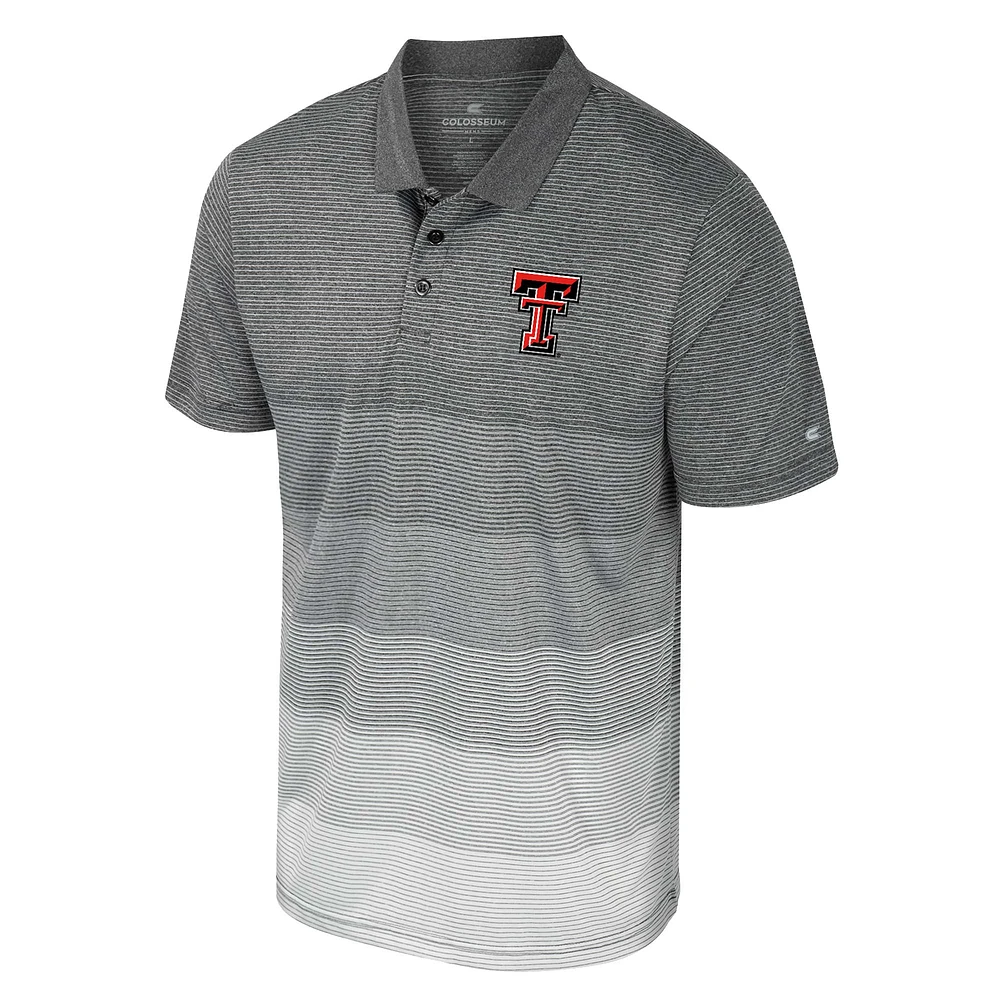 Men's Colosseum Gray Texas Tech Red Raiders Striped Mesh Polo