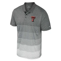 Men's Colosseum Gray Texas Tech Red Raiders Striped Mesh Polo