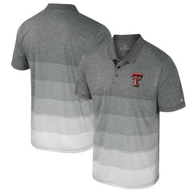 Men's Colosseum Gray Texas Tech Red Raiders Striped Mesh Polo